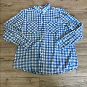 Lacoste Blue and White Plaid Men's Button Down Shirt Sz 44